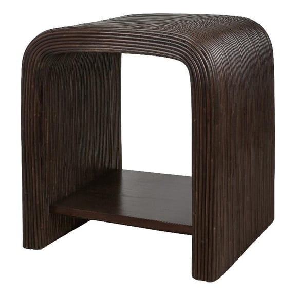 New Pacific Direct Kyran Rattan Side/End Table in Espresso Brown