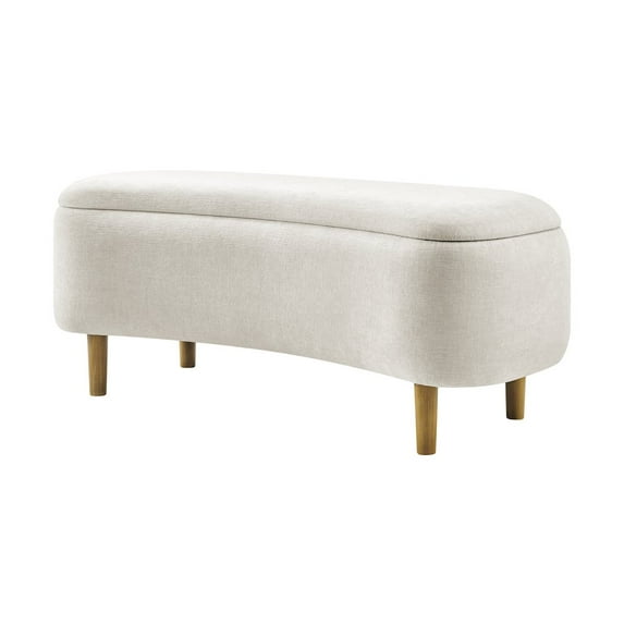 New Pacific Direct Leony Chenille Storage Bench in Seneca Beige