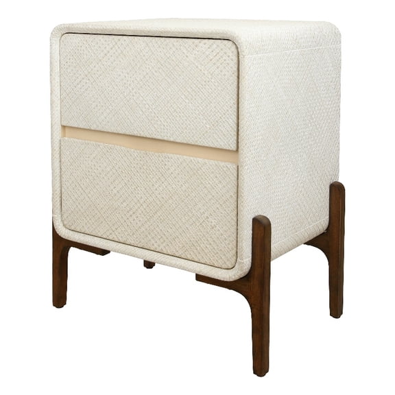 New Pacific Direct Lotie KD Nightstand/Side Table 2 Drawers Walnut Legs in White