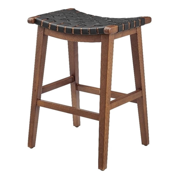 NPD Furniture Marco Faux Leather Backless Counter Stool in Black