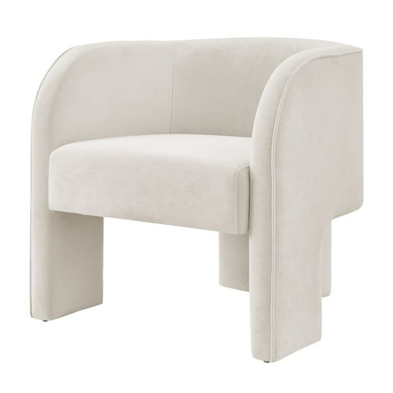 New Pacific Direct Matteo Velvet Accent Arm Chair in Dainty Cream