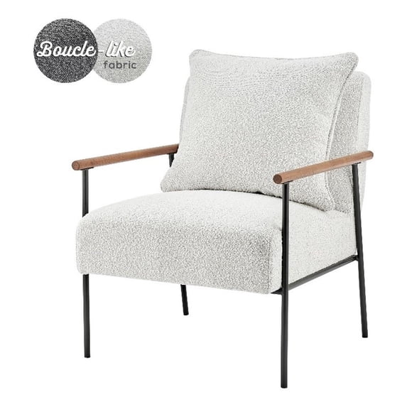 NPD Furniture Quinton 19.5" Fabric Plywood Accent Arm Chair in Beige