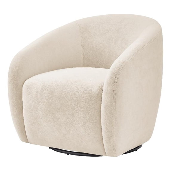 NPD Furniture Regina Velvet Swivel Accent Arm Chair in Dainty Cream