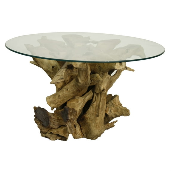 New Pacific Direct 9600004 Rego Coffee Table With Glass Top, Natural