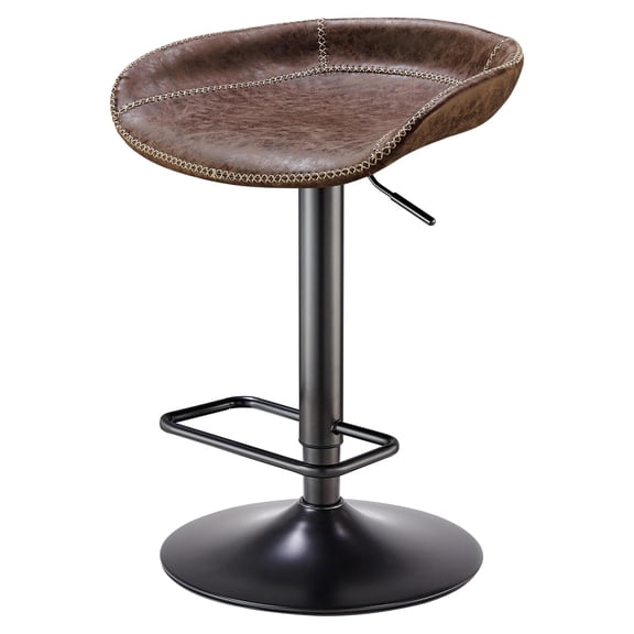 NPD Furniture Rogue 31.5" PU Leather Gaslift Bar Stool in Brown (Set of 2)