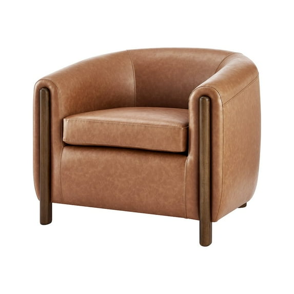 NPD Furniture Ruth Faux Leather Accent Arm Chair in Vintage Cider