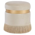 thumbnail image 1 of New Pacific Direct Suri 18" Round Velvet Fabric Fringe Storage Ottoman in Cream, 1 of 7
