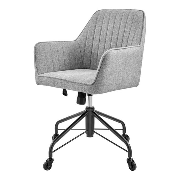 New Pacific Direct Thompson 18.5" Fabric Swivel Office Arm Chair in Gray
