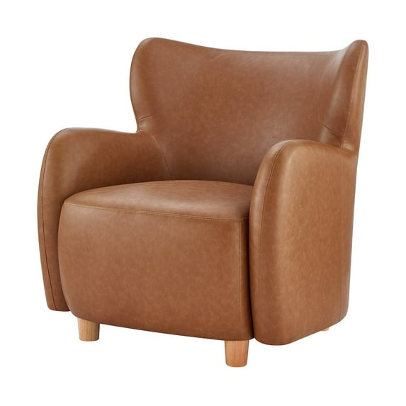 New Pacific Direct Tiffani Faux Leather Accent Arm Chair in Vintage Cider