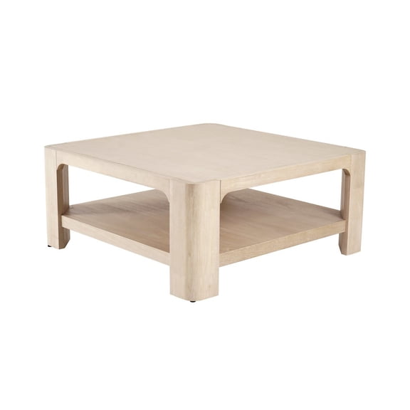 New Pacific Direct Trevin KD Square Coffee Table with Open Shelf in Beige