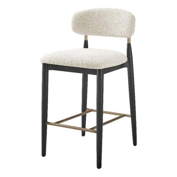 NPD Furniture Verna Boucle Counter Stool Black Frame in Palladian Beige