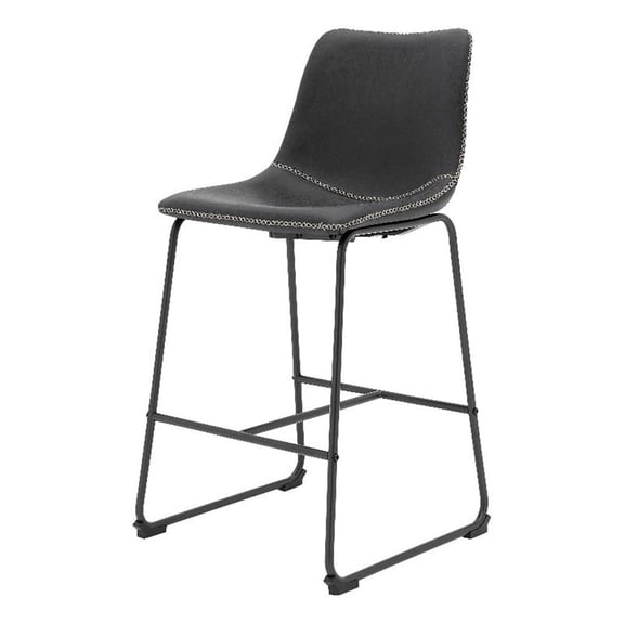 NPD Furniture Vesta KD 26.5" PU Counter Stool in Vintage Black (Set of 2)