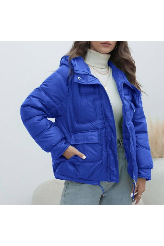 New Down Padded Jacket Women's Winter Padded Jacket Bright Pocket Padded Jacket Insulated Women Jacket for Ladies Coat Women Womens Mid Length Ladies Winter Jackets with Hood for Women with Hood