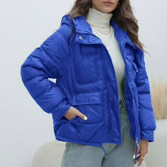 New Down Padded Jacket Women's Winter Padded Jacket Bright Pocket Padded Jacket Insulated Women Jacket for Ladies Coat Women Womens Mid Length Ladies Winter Jackets with Hood for Women with Hood