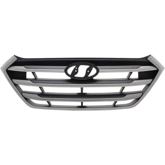 New Painted Silver Grille Assembly Compatible With Hyundai Tucson Eco 4 Cyl 1.6L Tucson SE 4 Cyl 2.0L SEL Plus 2.0L 2016-2018 By HY1200189 86350D3000RAM 86350D3000GAL