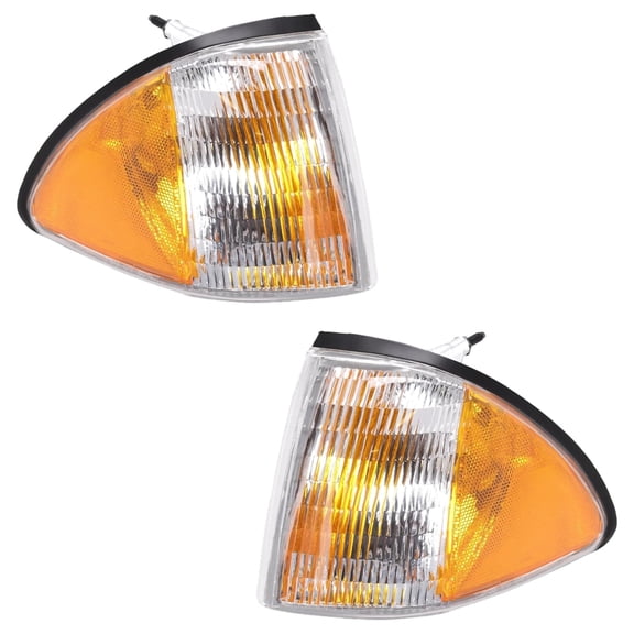 Pair Corner Light Compatible with 1987-1993 Ford Mustang SVT Cobra 5.0L (93) SVT Cobra R 5.0L (93) GT (87-93) LX 2.3L (87-93) LX Lima Halogen E7ZZ-15A201-B E7ZZ-15A201-A FO2550105
