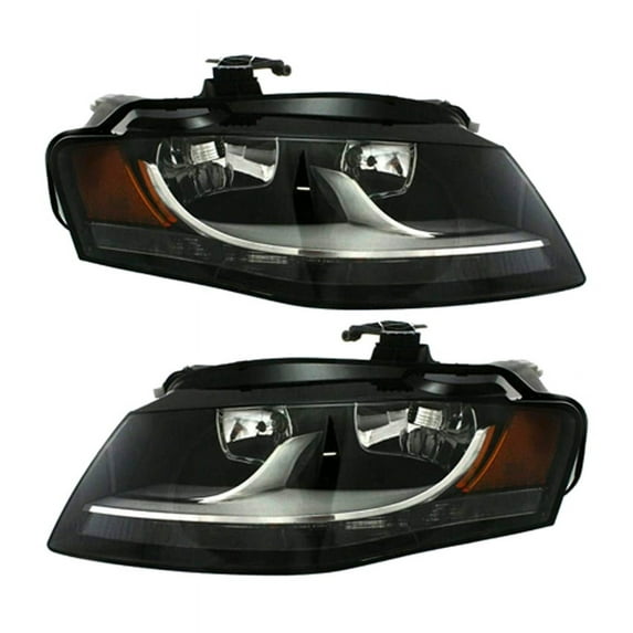 New Pair Of Halogen Headlight Compatible With Audi A4 Sedan 2009-2012 by Part Number 8K0-941-030-AH 8K0941030AH 8K0-941-029-AH 8K0941029AH AU2503149 AU2502149
