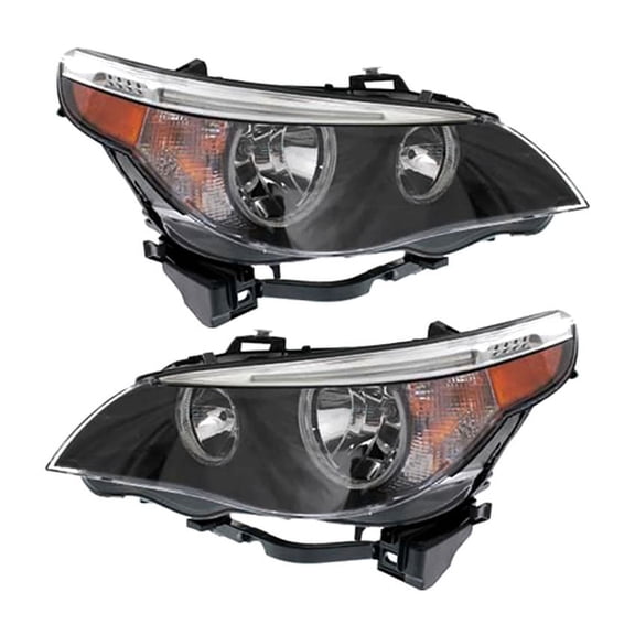 New Pair Of Halogen Headlight Compatible With Bmw 525Xi 550I Sedan 2006-2007 by Part Number 63-12-7-166-116 63127166116 63-12-7-166-115 63127166115 BM2503133 BM2502134
