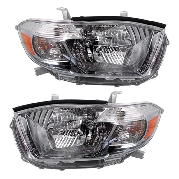 New Pair Of Halogen Headlight Compatible With Toyota Highlander Base Sport 2011-2013 by Part Number 81110-0E110 811100E110 81150-0E130 811500E130 TO2503208 TO2502208
