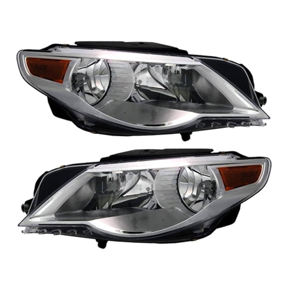 New Pair Of Halogen Headlight Compatible With Volkswagen Cc Sedan 2009-2012 by Part Number 3C8-941-006-F 3C8941006F 3C8-941-005-F 3C8941005F VW2503139 VW2502139