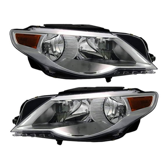 New Pair Of Halogen Headlight Compatible With Volkswagen Cc Sedan 2009-2012 by Part Number 3C8-941-006-F 3C8941006F 3C8-941-005-F 3C8941005F VW2503139 VW2502139