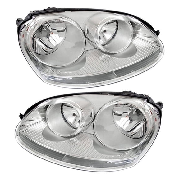 New Pair Of Halogen Headlight Compatible With Volkswagen Rabbit S Hatchback 2008-2009 by Part Number 1K6-941-006-S 1K6941006S 1K6-941-005-S 1K6941005S VW2503127 VW2502127