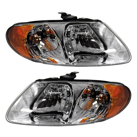 New Pair Halogen Headlights Compatible With Chrysler Town And Country Lx Mini Van 2001 2002 2003 2004 2005 2006 2007 By Part Number 4857701Ac 4857700Ac