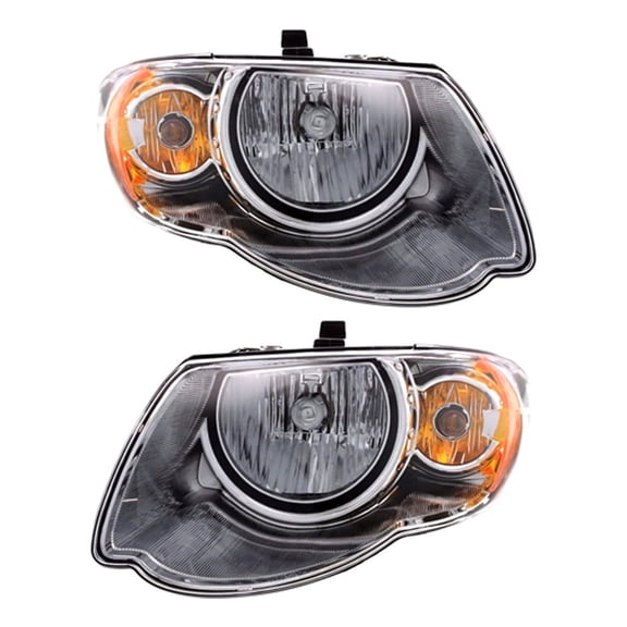New Pair Of Halogen Headlights Compatible With Chrysler Town And Country Touring Limited Base 2005 2006 2007 By Part Numbers 4857990AD 4857991AD CH2503152 CH2502152