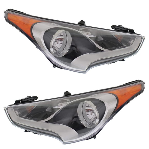 New Pair Of Halogen Headlights Compatible With Hyundai Veloster Re:Flex Hatchback 1.6L 2012 2013 2014 2015 2016 2017 By Part Number 921012V000 921022V000