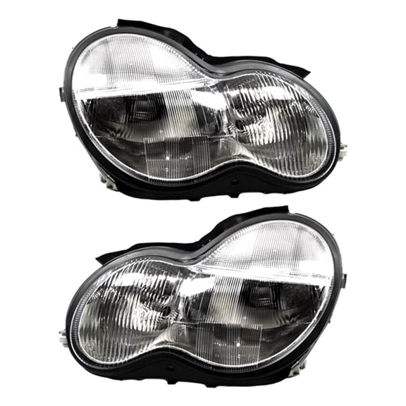 New Pair Of Halogen Headlights Compatible With Mercedes Benz AMG 4Matic Sedan Wagon Kompressor C23 C230 C240 C320 2001 2002 20032004 By Part Numbers 2038201061 2038200961 MB2503118 MB2502118