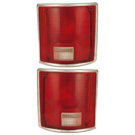 New Pair of Halogen Tail Light Lens Compatible With Chevrolet K20 Cheyenne Standard Cab Pickup 2 Door 6.6L 1975 1976 1977 1978 1979 1980 1981 By part number 5968329 5968330 GM2800122 GM2801122