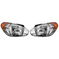 thumbnail image 1 of OEM Grade Headlight Assembly Left Driver Side and Right Passenger Side Compatible with 2007-2011 Hyundai Accent Halogen Clear Lens Chrome Housing OEM 92102-1E011 Dual Beam H4 9003, 1 of 2