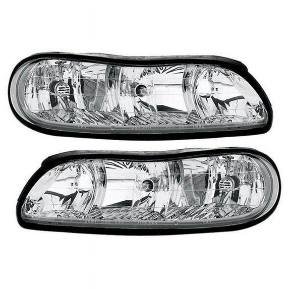 New Pair Of Headlights Compatible With Chevrolet Oldsmobile Classic Malibu Cutlass Base LS LX GLS 2.2L 1997-2003 2004 2005 By Part Numbers GM2503154 GM2502154 22618781