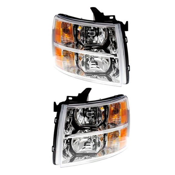 New Pair Of Headlights Compatible With Chevrolet Silverado HD 1500 2500 3500 2007-2012 2013 2014 By Part Numbers 22853028 22853027 GM2503280 GM2502280