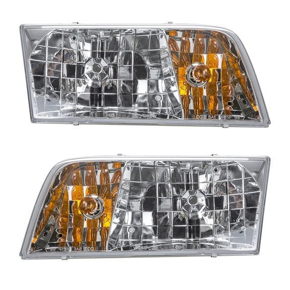 New Pair Of Headlights Compatible With Ford Crown Victoria Police Interceptor LX LWB Base Sedan 2002 2003 2004 2005 2006 2007 2008 2009 FO2503200 4W7Z 13008 B 4W7Z-13008-B 4W7Z13008B