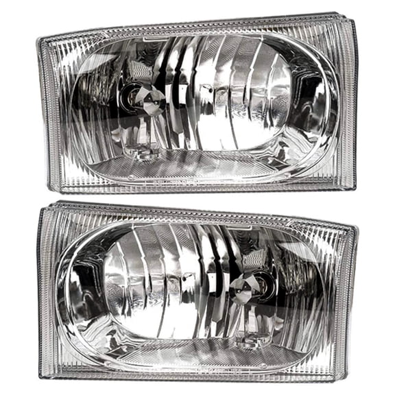 New Pair Of Headlights Compatible With Ford Excursion F250 F350 F450 F550 XLL XLT XL XLS Super Duty Lariat Limited 2002 2003 2004 By Part Numbers 2C3Z13008AA 2C3Z13008AB FO2503183 FO2502183
