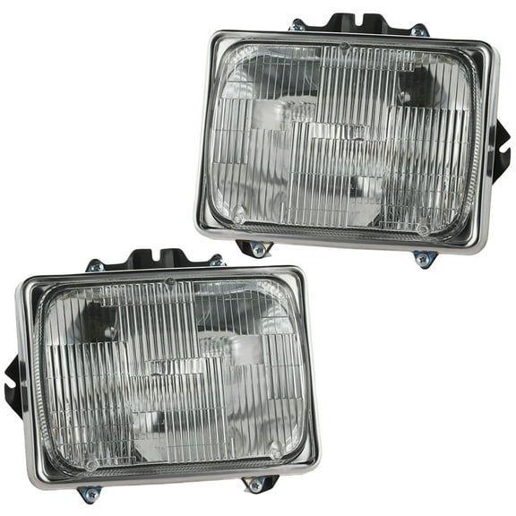 New Pair Of Headlights Compatible With Ford F-350 Custom