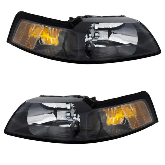 New Pair Of Headlights Compatible With Ford Mustang SVT Bullitt Cobra 10TH Anniversary Coupe Convertible 3.8L 4.6L 3.9L 2001 2002 2003 2004 By Part Numbers FO2503177 FO2502177 3R3Z13008CA 3R3Z13008DA