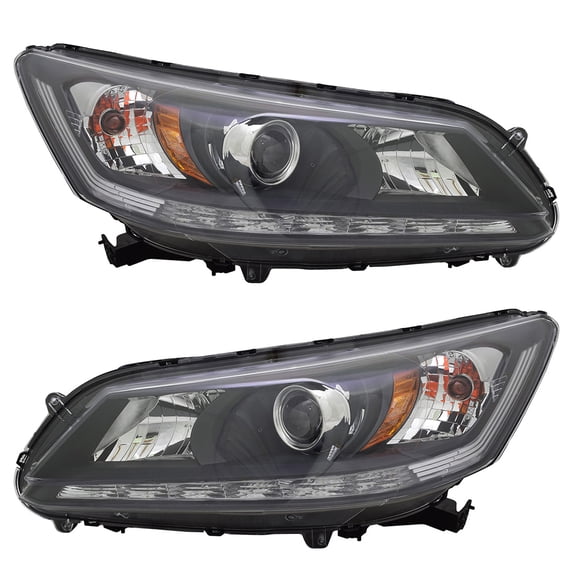 New Pair Headlights Compatible With Honda Accord EX-L Sedan 4 Door 3.5L 2013 2014 2015 By Part Numbers HO2503156 33100T2AA11 33100T2AA21 HO2502156 33150T2AA11 33150T2AA21