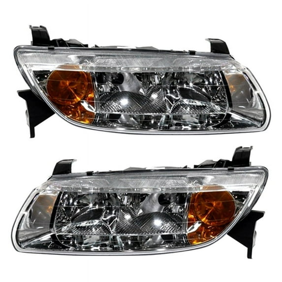 New Pair Headlights Compatible With Saturn L100 L200 Base Sedan 2001 2002 By Part Number 90583594 90583595