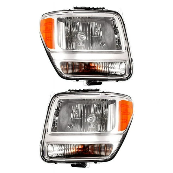 New Pair Of Halogen Headlight Compatible With Dodge Nitro Se Sport 2008-2011 by Part Number 55157224AD 55157225AD 55157224AE CH2502177 CH2503177