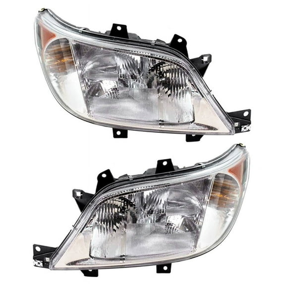 New Pair Of Halogen Headlight Compatible With Dodge Sprinter 2500 3500 2003-2006 by Part Number 5124528AA 5124526AA CH2503172 CH2502172