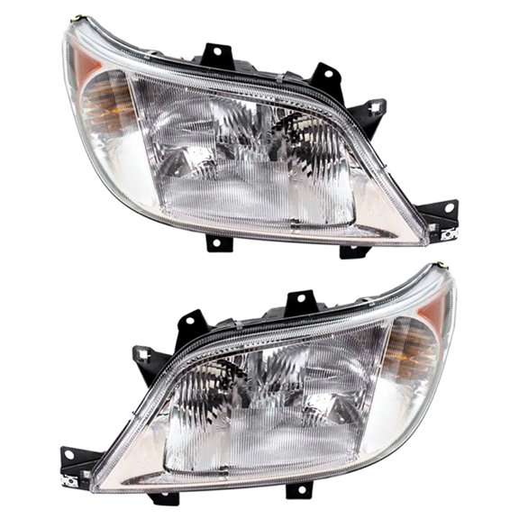 New Pair Of Halogen Headlight Compatible With Dodge Sprinter 2500 3500 2003-2006 by Part Number 5124528AA 5124526AA CH2503172 CH2502172