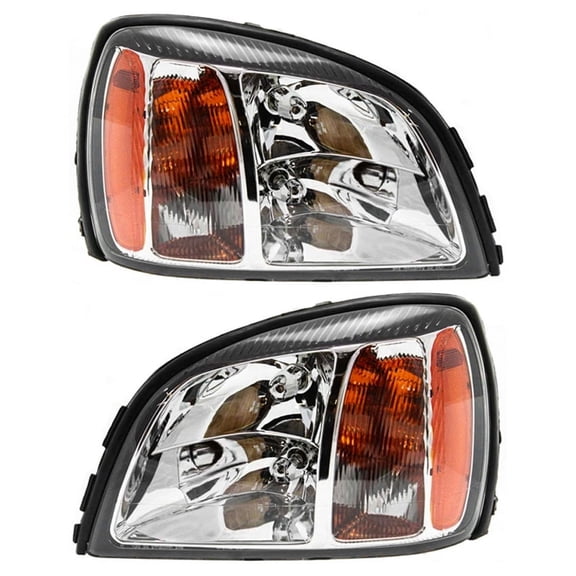 New Pair Of Halogen Headlights Compatible With Cadillac Deville Base Sedan 4.6L 2000 2001 2002 By Part Number 19245430 19245429