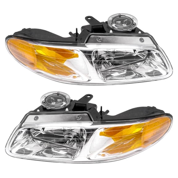 New Pair Of Halogen Headlights Compatible With Dodge Caravan Base Se Mini Van 2000 By Part Number Ch2503134 Ch2502134