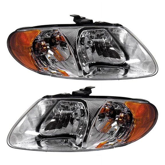 New Pair Of Halogen Headlights Compatible With Dodge Grand Caravan Ex Mini Van 2001 2002 2003 2004 By Part Number 4857700Ac Ch2502129