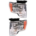 thumbnail image 1 of Head Light Assembly Left Driver Side and Right Passenger Side Compatible with 2011-2014 Ford F-150 Fx2 Fx4 King Ranch Halogen H13 Clear Lens Chrome Housing OEM DL3Z-13008-A DL3Z-13008-B, 1 of 2