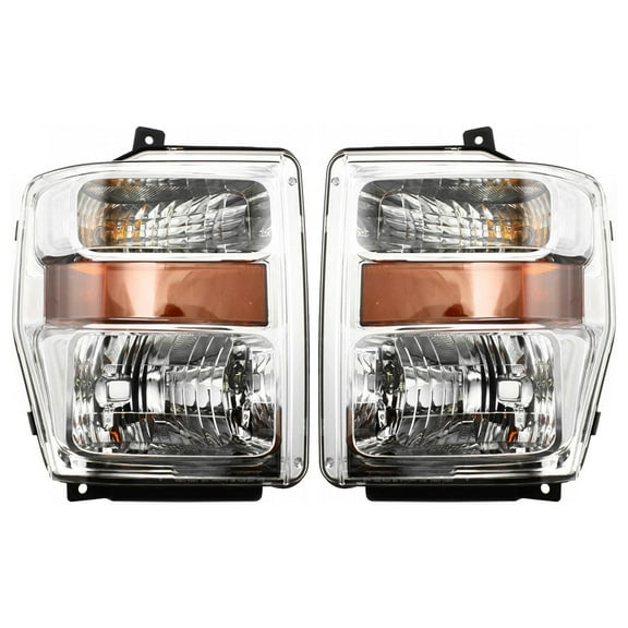 New Pair Of Halogen Headlights Compatible With Ford F-350 Super Duty Xl Crew Pickup 2008 2009 2010 By Part Number Fo2502243 Fo2503243