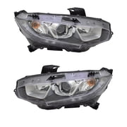 New Pair Of Halogen Headlights Compatible With Honda Civic Lx Coupe 2.0L 2016 2017 2018 By Part Number 33100Tbaa01 33150Tbaa01