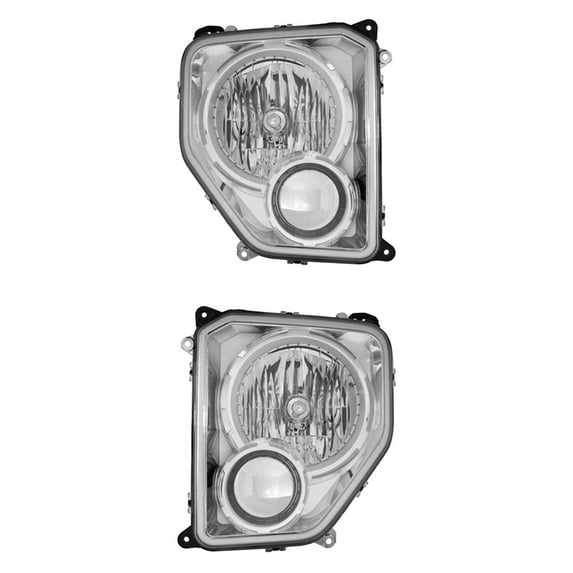 New Pair Of Halogen Headlights Compatible With Jeep Liberty Renegade Sport Utility 4 Door 3.7L 2010 2011 By Part Number 57010171Ae 57010170Ae